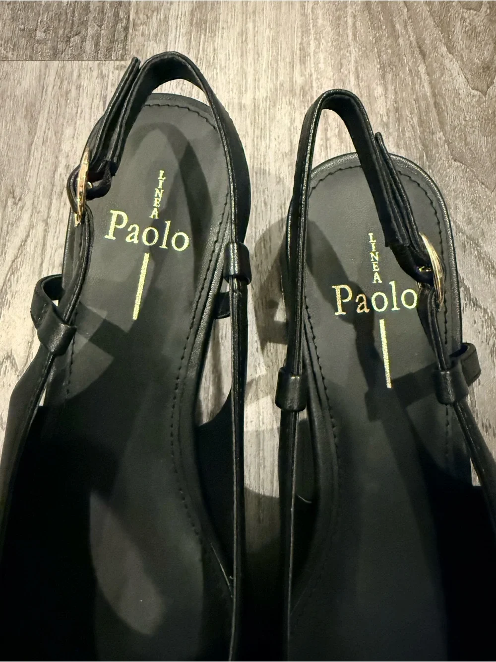 Paolo Caris Black Nappa Leather Slingback Shoes 8.5 Nib